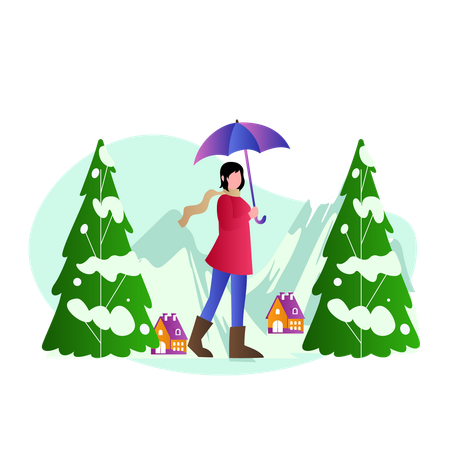 Woman on Christmas holiday  Illustration