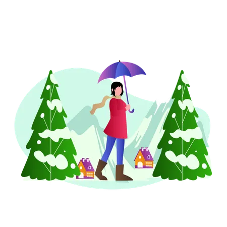 Woman on Christmas holiday  Illustration