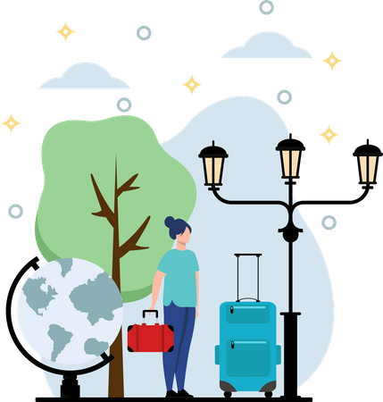 Woman on global trip  Illustration