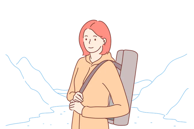 Woman on hiking  Illustration