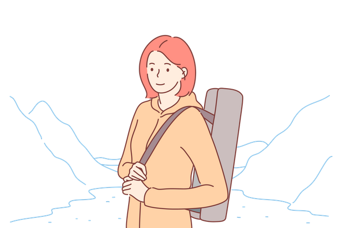Woman on hiking  일러스트레이션