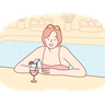 illustration woman on holiday