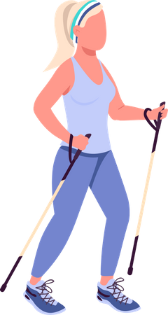 Woman on Nordic walk Illustration