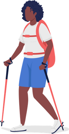 Woman on Nordic walk  Illustration