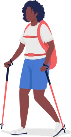 Woman on Nordic walk  Illustration