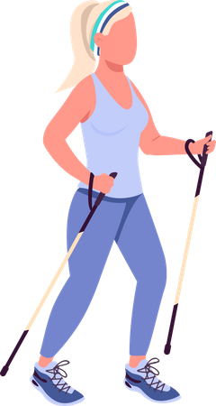 Woman on Nordic walk  Illustration