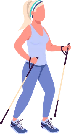 Woman on Nordic walk  Illustration