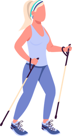 Woman on Nordic walk  일러스트레이션