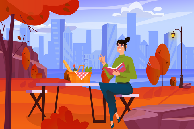 Woman on picnic  Illustration