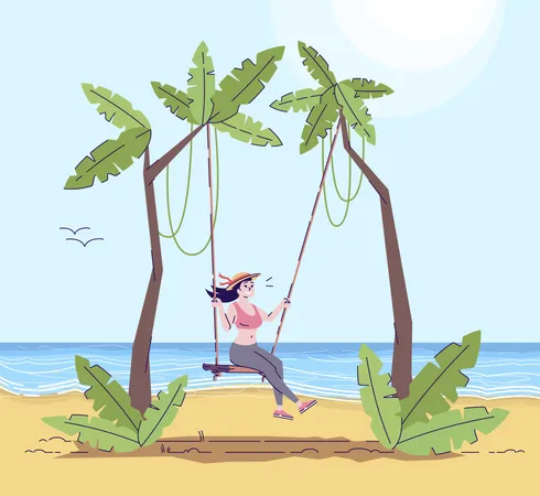 Woman on swing Illustration