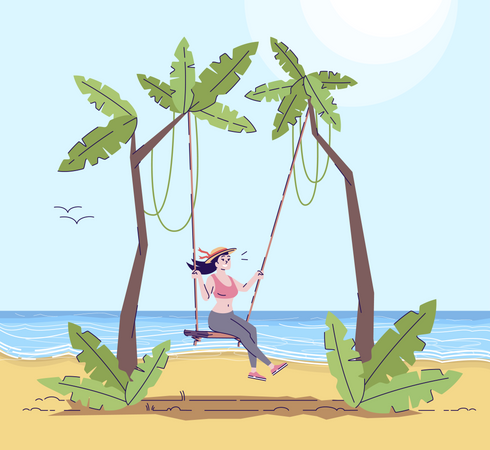 Woman on swing  Illustration