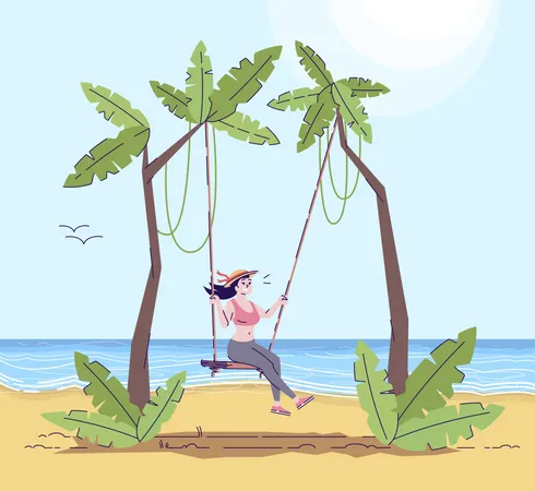 Woman on swing  Illustration