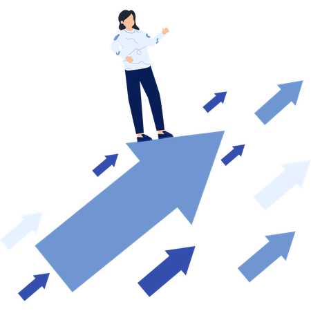 Woman on Upward Arrow Business Growth  Illustration