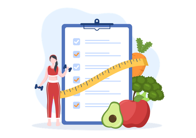 Woman on weight loss diet  Illustration