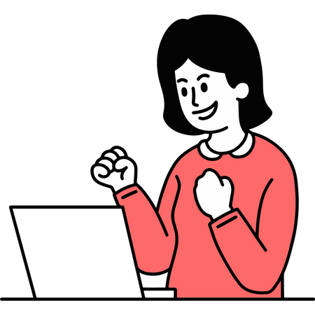 Woman online communication on laptop  Illustration