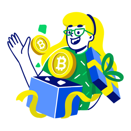 Woman Open Crypto Giveaway  Illustration