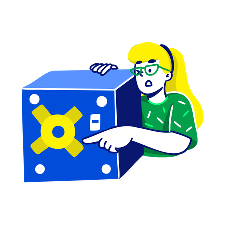 Woman Open Crypto Vault  Illustration