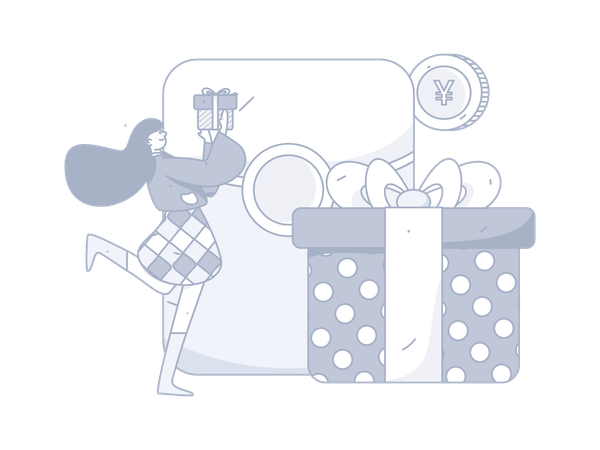 Woman opening gift box  Illustration