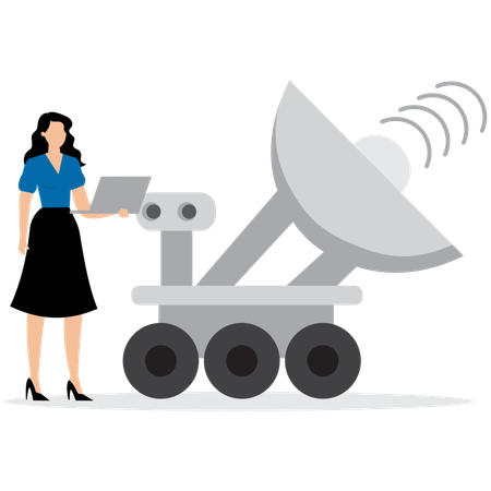 Woman operating Mars Rover Exploration  Illustration