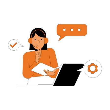 Woman Operator Talk with Client  Illustration