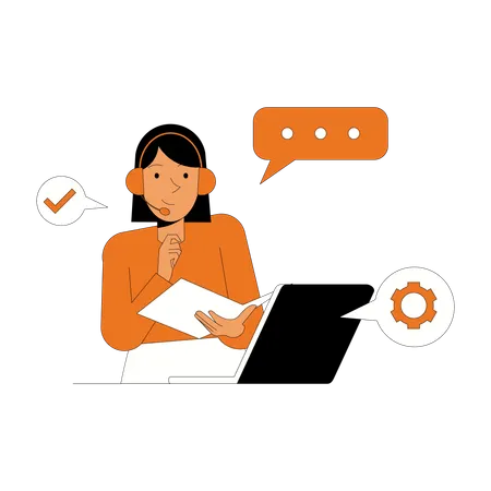 Woman Operator Talk with Client  Illustration