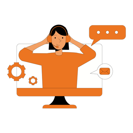 Woman Operator Talk with Customer  Illustration
