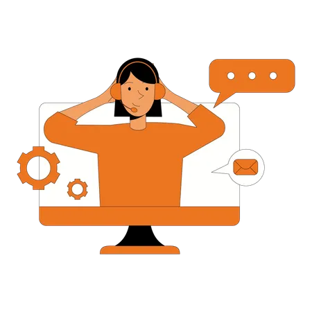 Woman Operator Talk with Customer  Illustration