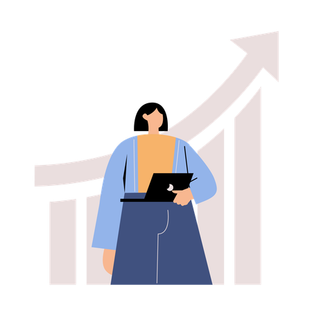 Woman optimizing career growth  Illustration