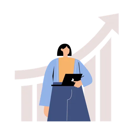 Woman optimizing career growth  Illustration