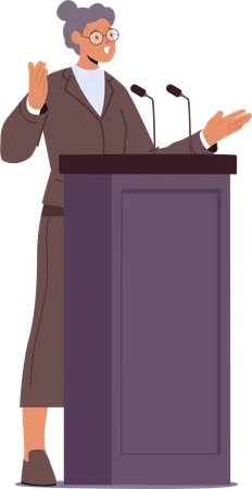 Woman Orator Passionately Articulates Ideas Captivates Audiences With Eloquence And Empowers Through Effective Communication Breaking Barriers With Her Compelling Speeches And Influential Presence Illustration