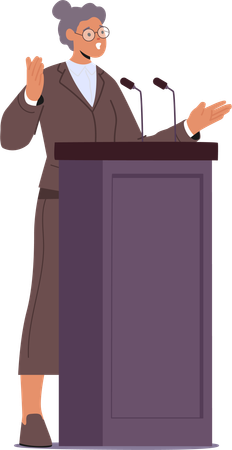 Woman Orator Passionately Articulates Ideas  일러스트레이션