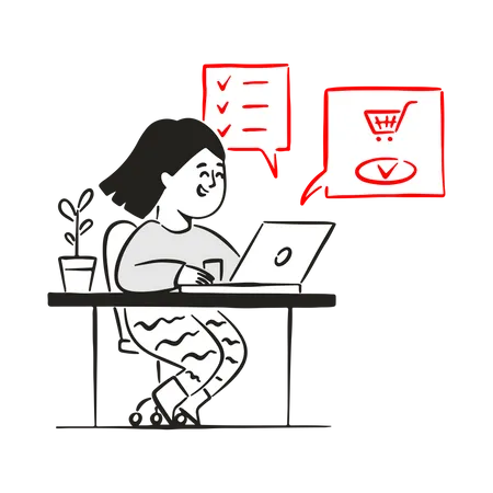 Woman ordering clothes online Illustration
