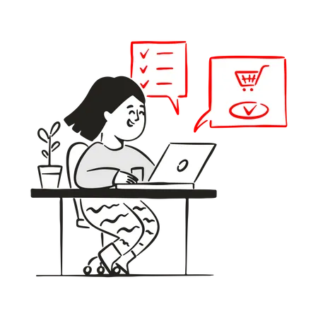 Woman ordering clothes online  Illustration