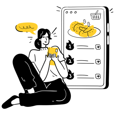 Woman ordering customisable order  Illustration