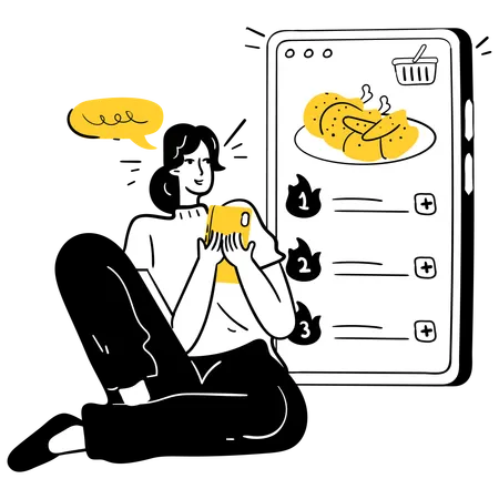 Woman ordering customisable order  Illustration