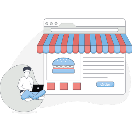 Woman ordering food from online site  Illustration