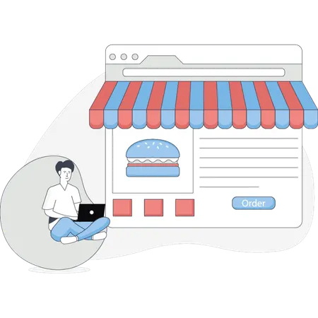 Woman ordering food from online site  Illustration