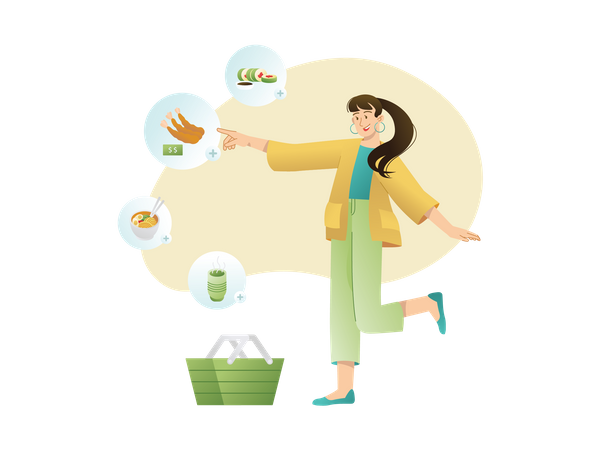 Woman ordering food  Illustration