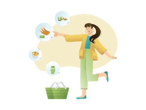 Woman ordering food  Illustration