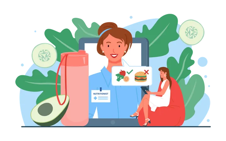 Woman ordering healthy food  Illustration