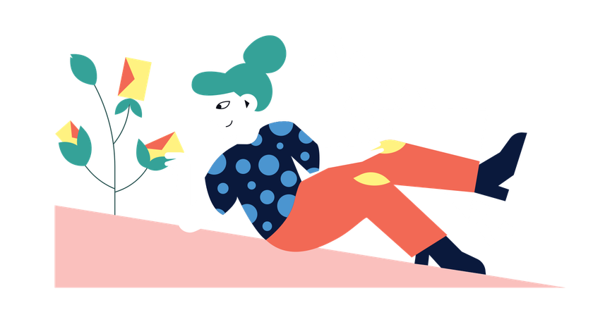 Woman organized email inbox  Illustration