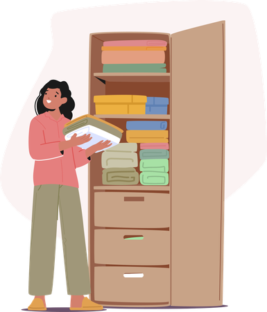 Woman Organizing Clothes In Wardrobe  Illustration