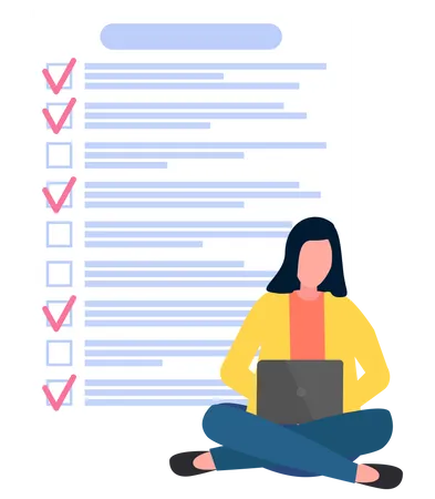 Woman organizing to do list  Illustration