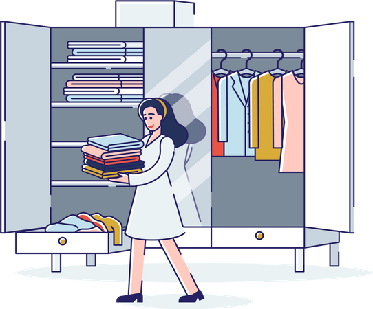 Woman organizing wardrobe  Illustration