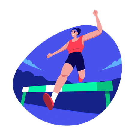 Woman overcoming obstacles  Illustration