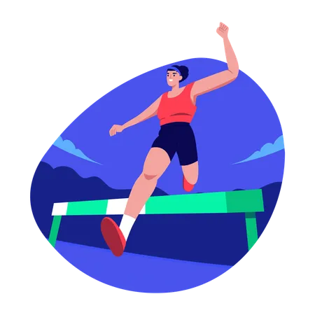 Woman overcoming obstacles  Illustration