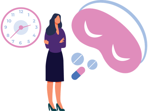 Woman overcoming sleep problem  Illustration