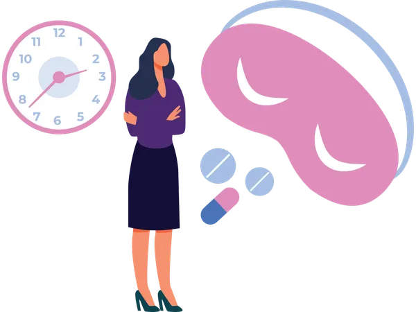 Woman overcoming sleep problem  Illustration