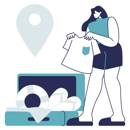 Woman Packing  Illustration