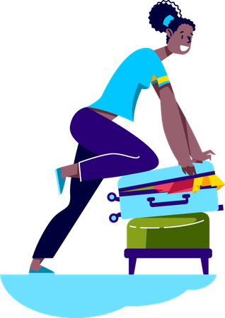 Woman packing for travel Illustration